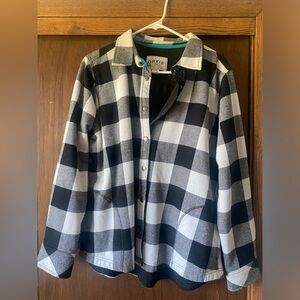 Orvis fleece lined Buffalo plaid shirt jacket
